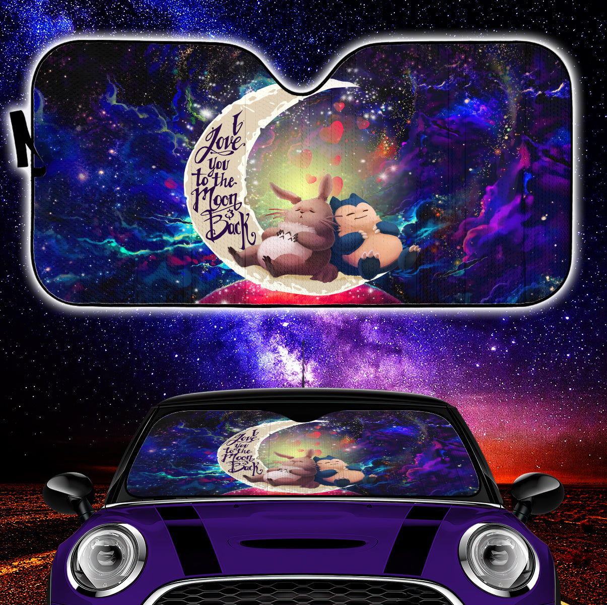 Totoro Ghibli Snorlax Pokemon Love You To The Moon Galaxy Car Auto Sunshades Nearkii