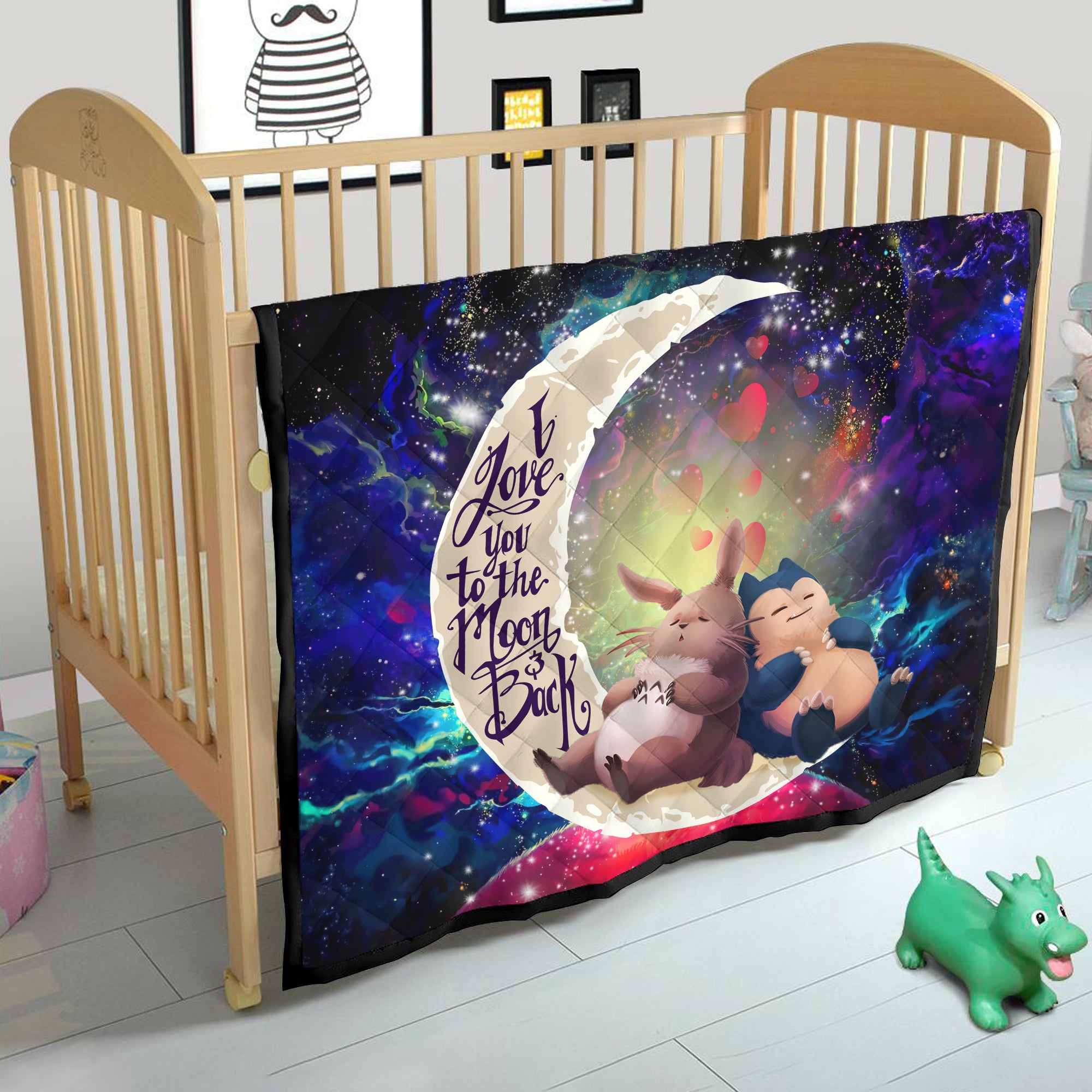 Totoro Ghibli Snorlax Pokemon Love You To The Moon Galaxy Quilt Blanket Nearkii