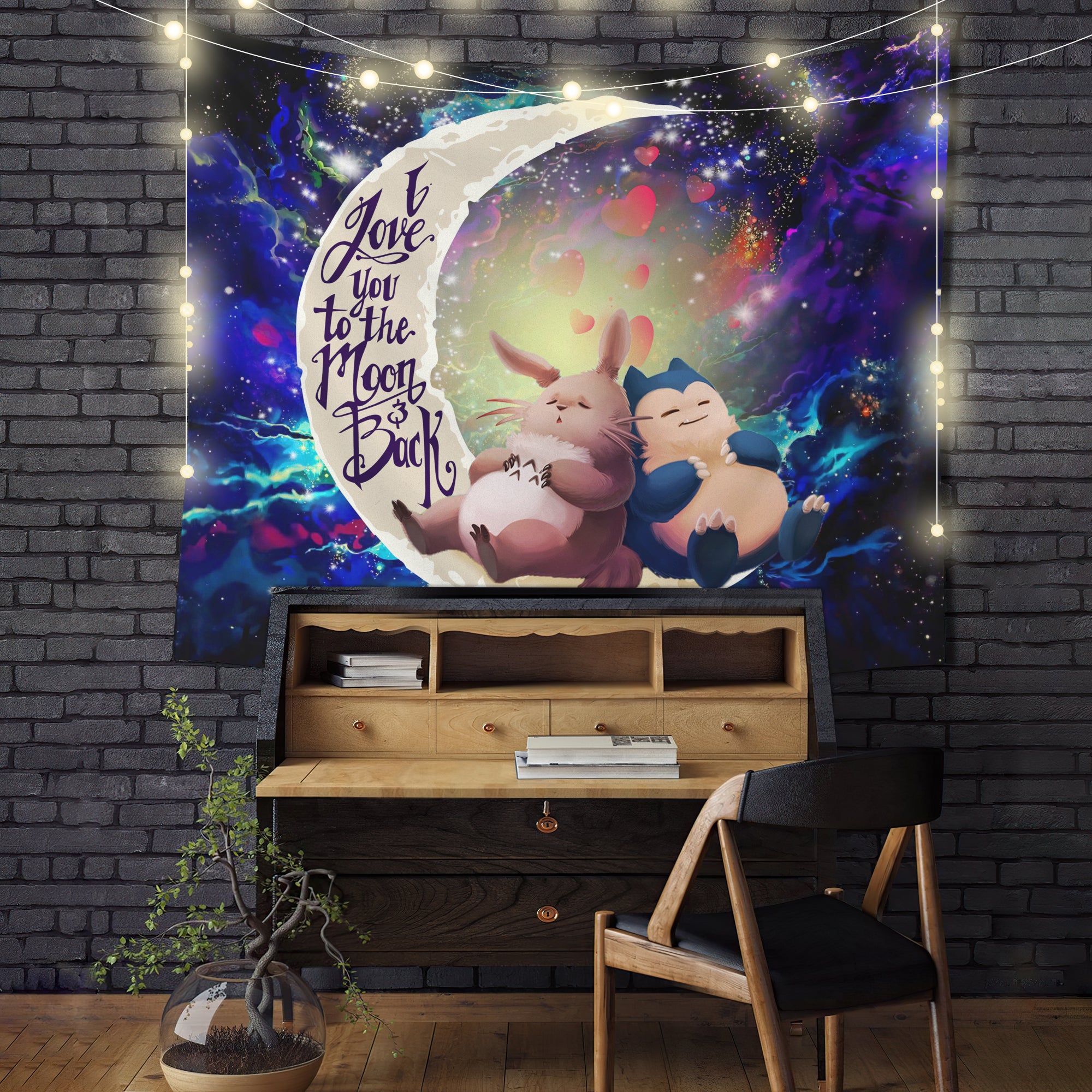 Totoro Ghibli Snorlax Pokemon Love You To The Moon Galaxy Tapestry Room Decor Nearkii