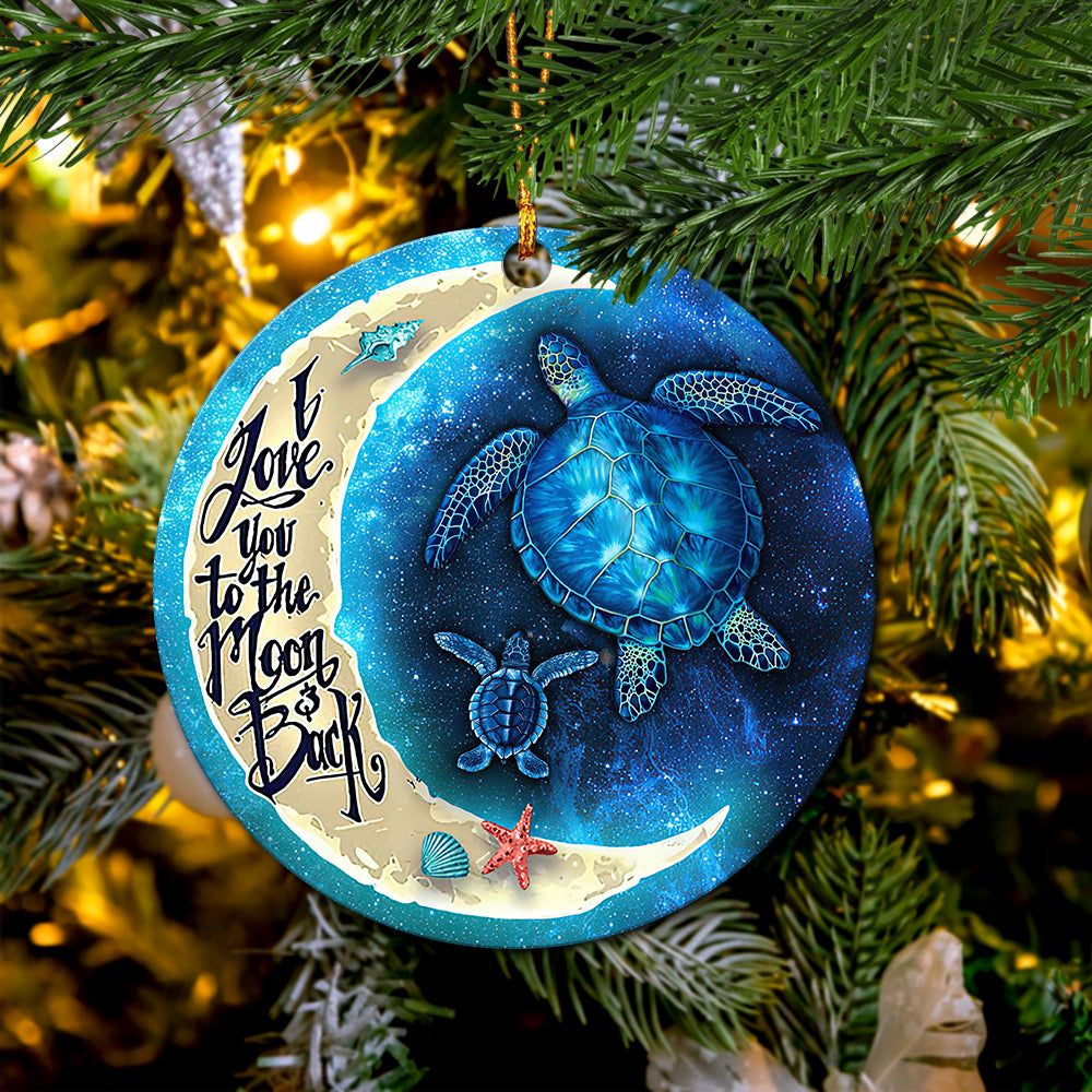 Turtle Love You To The Moon Mica Circle Ornament Perfect Gift For Holiday Nearkii