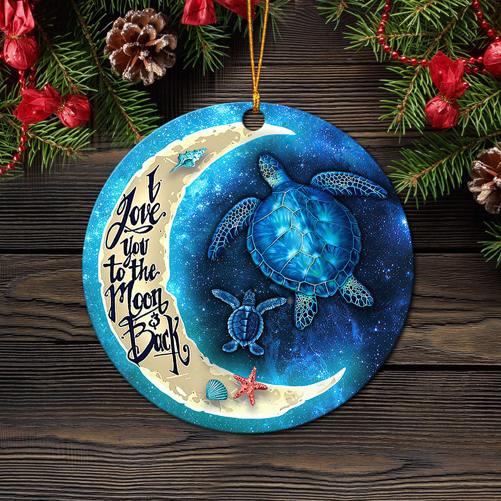 Turtle Love You To The Moon Mica Circle Ornament Perfect Gift For Holiday Nearkii