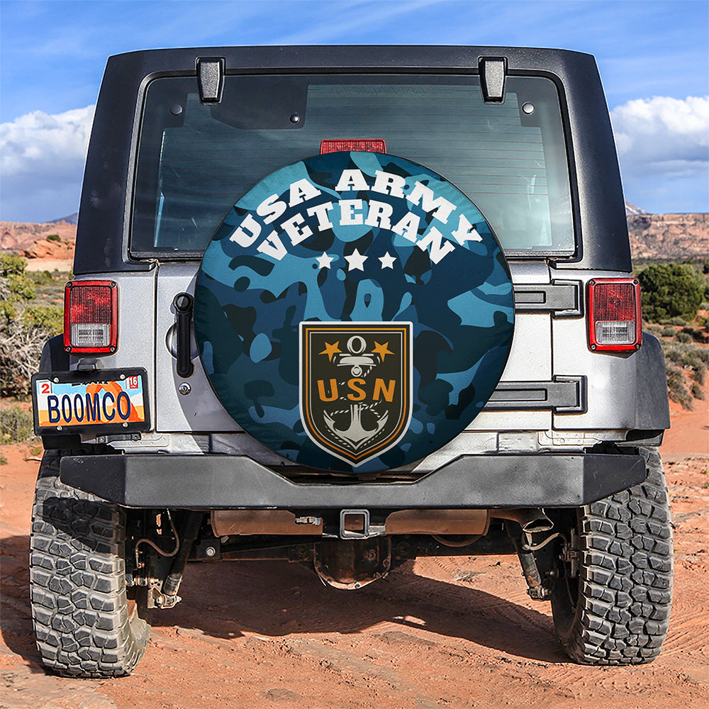 USA Army Veteran Blue Camo Jeep Car Spare Tire Covers Gift For Campers Nearkii