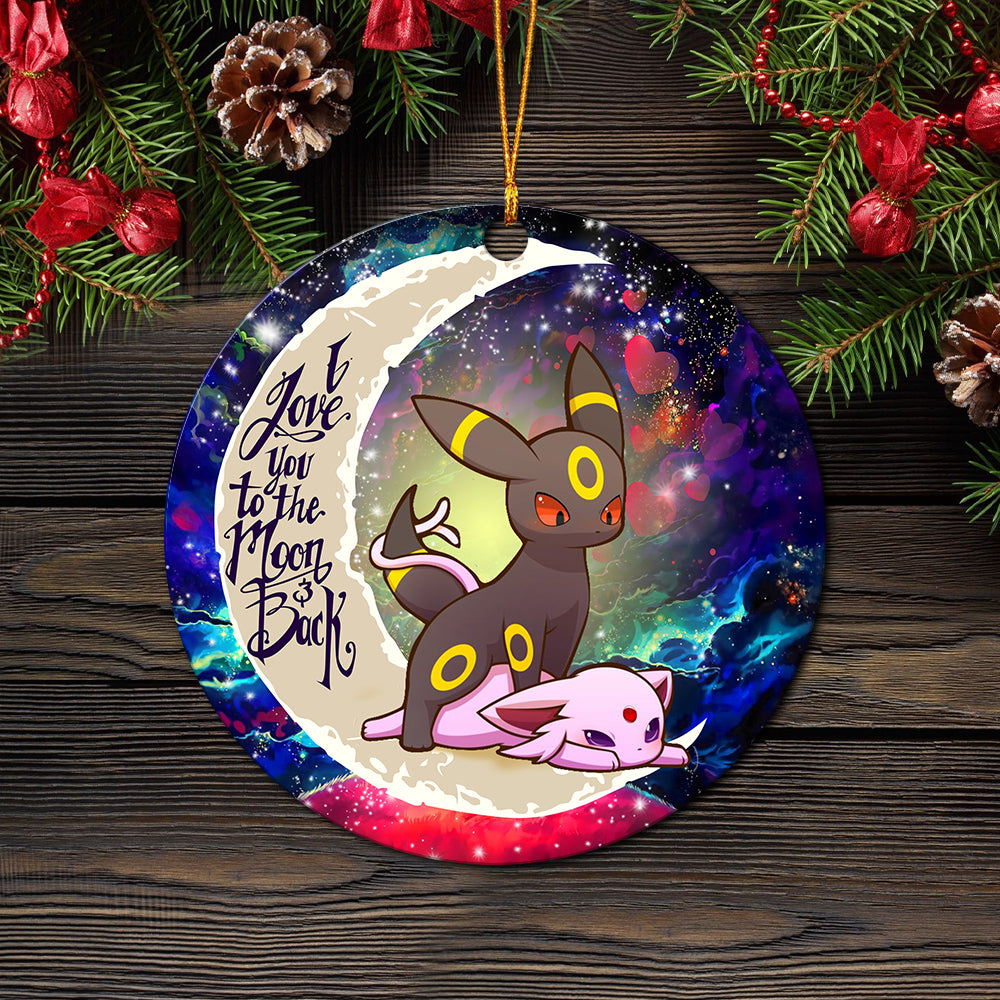 Umbreon Espeon Eevee Evolution Pokemon Love You To The Moon Galaxy Mica Circle Ornament Perfect Gift For Holiday Nearkii