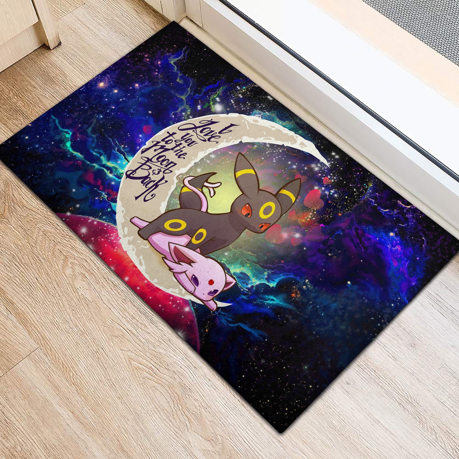 Umbreon Espeon Eevee Evolution Pokemon Love You To The Moon Galaxy Doormat Home Decor Nearkii