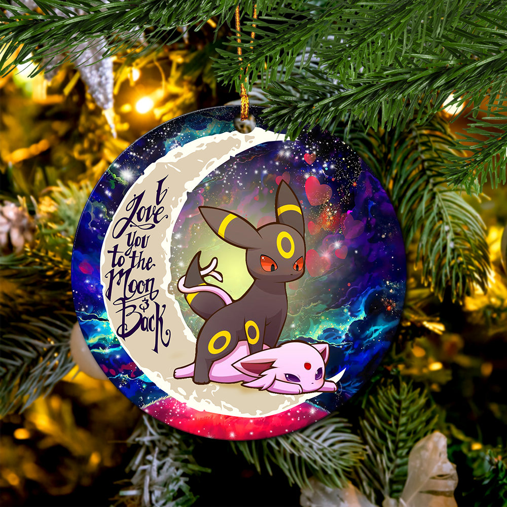 Umbreon Espeon Eevee Evolution Pokemon Love You To The Moon Galaxy Mica Circle Ornament Perfect Gift For Holiday Nearkii