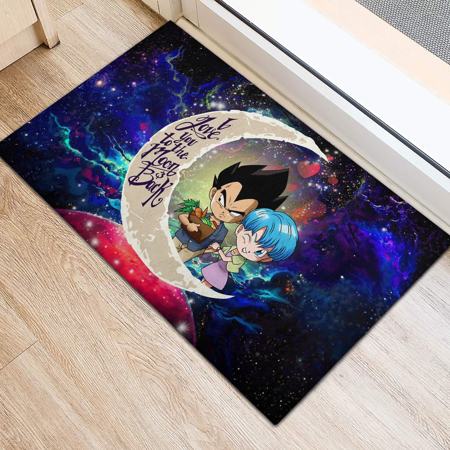 Vegeta And Bulma Dragon Ball Pokemon Love You To The Moon Galaxy Doormat Home Decor Nearkii