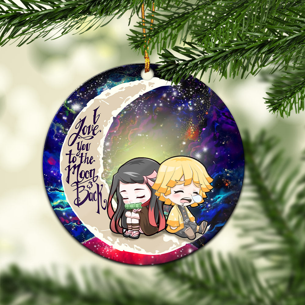 Zenitsu And Nezuko Chibi Demon Slayer Love You To The Moon Galaxy Mica Circle Ornament Perfect Gift For Holiday Nearkii
