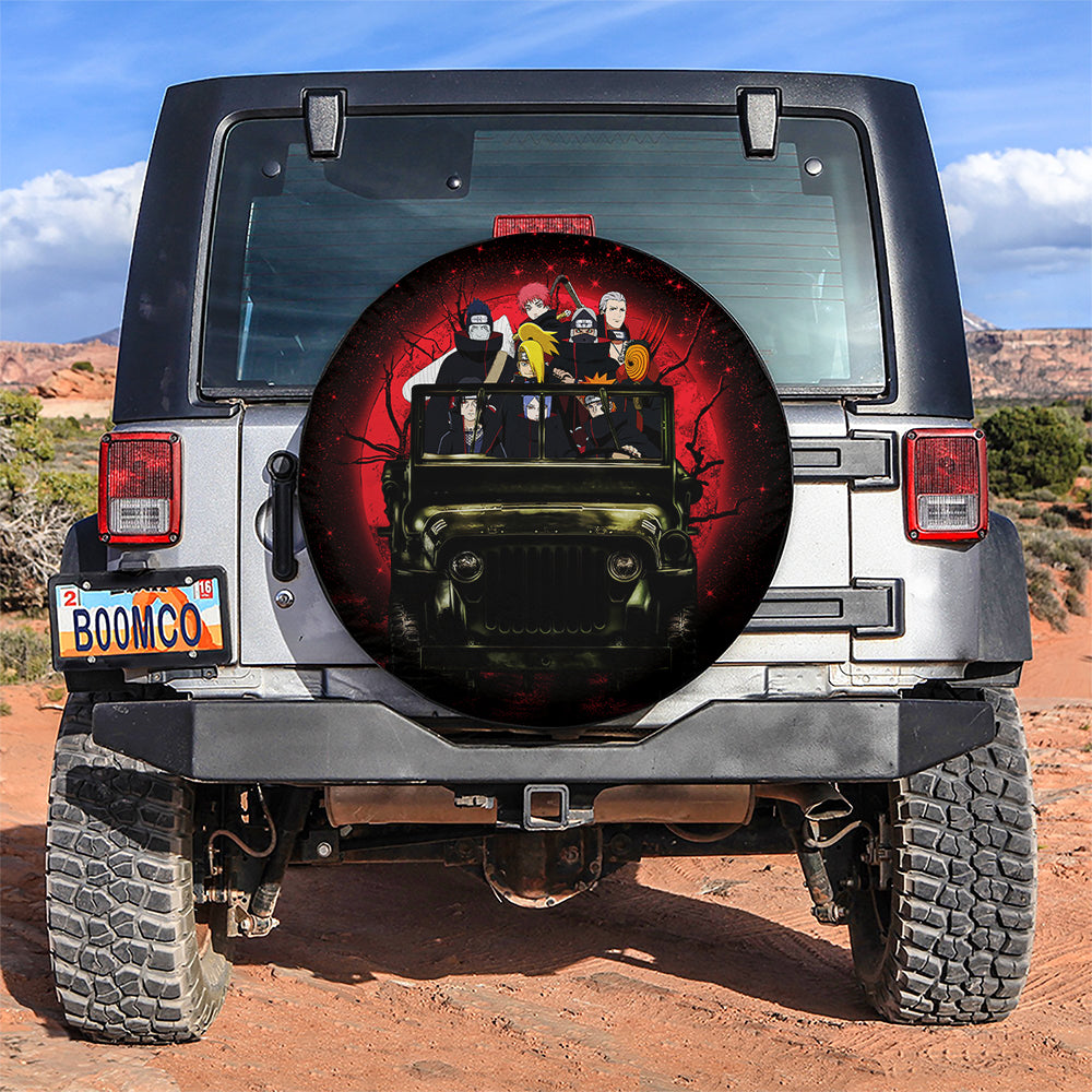 Akatsuki Team Ride Jeep Funny Naruto Anime Moonlight Halloween Car Spare Tire Covers Gift For Campers Nearkii