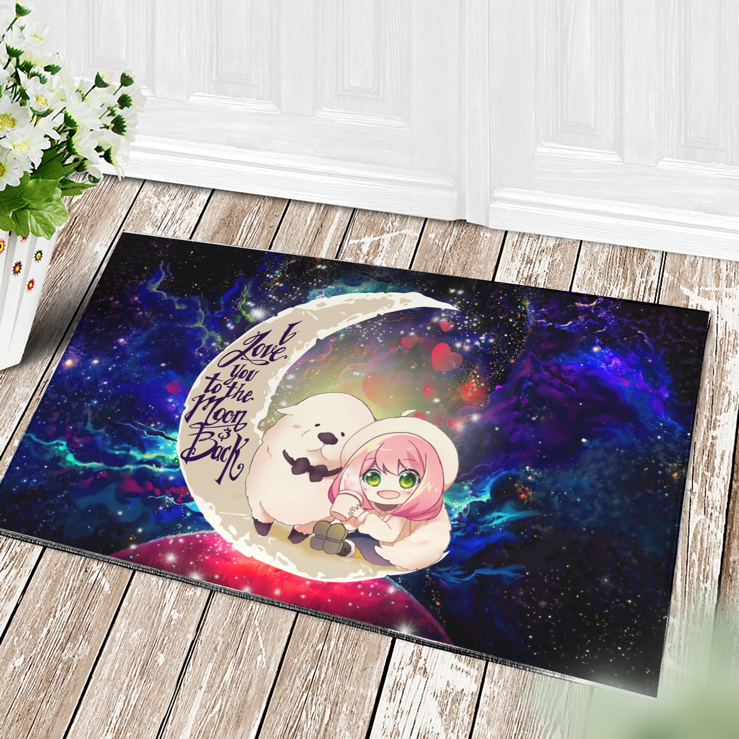 Anya Spy x Family Dog Love You To The Moon Galaxy Doormat Home Decor Nearkii