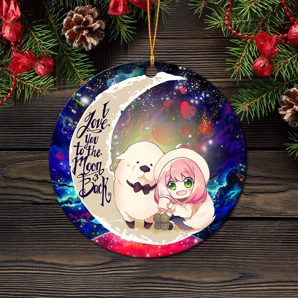 Anya Spy x Family Dog Love You To The Moon Galaxy Mica Circle Ornament Perfect Gift For Holiday Nearkii