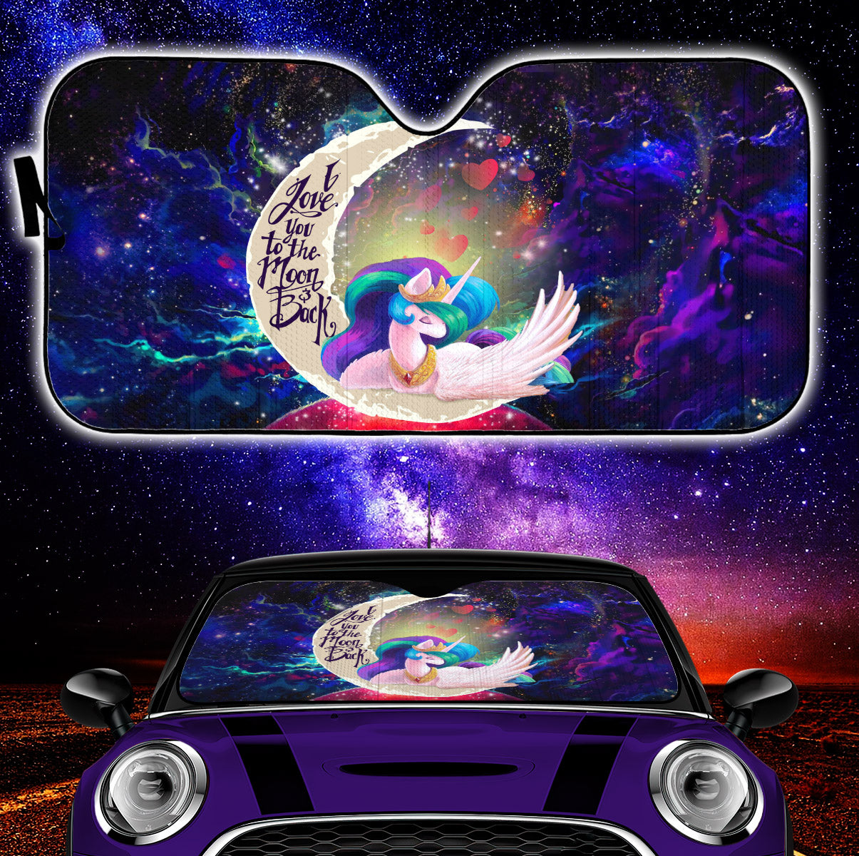 Beauty Unicorn Love You To The Moon Galaxy Car Auto Sunshades Nearkii