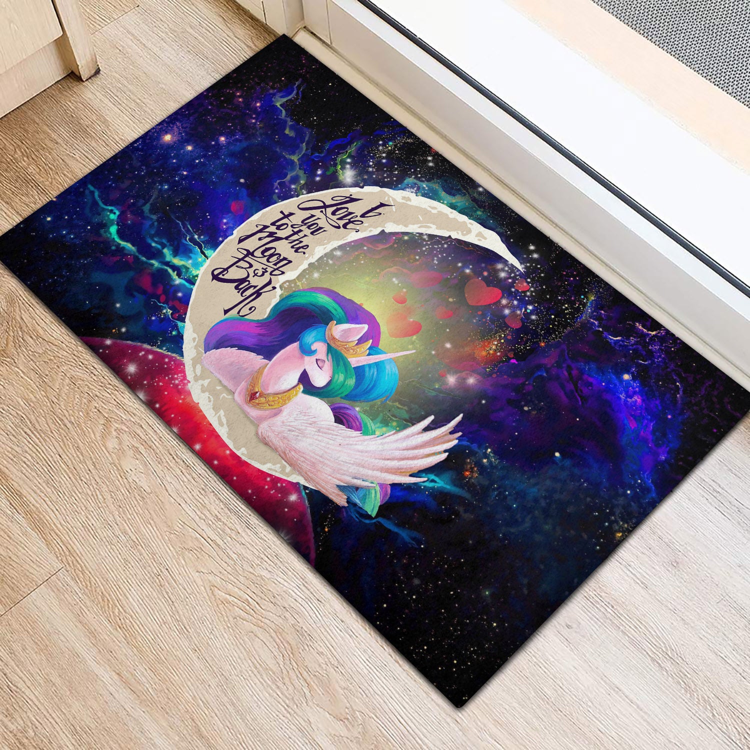 Beauty Unicorn Love You To The Moon Galaxy Doormat Home Decor Nearkii