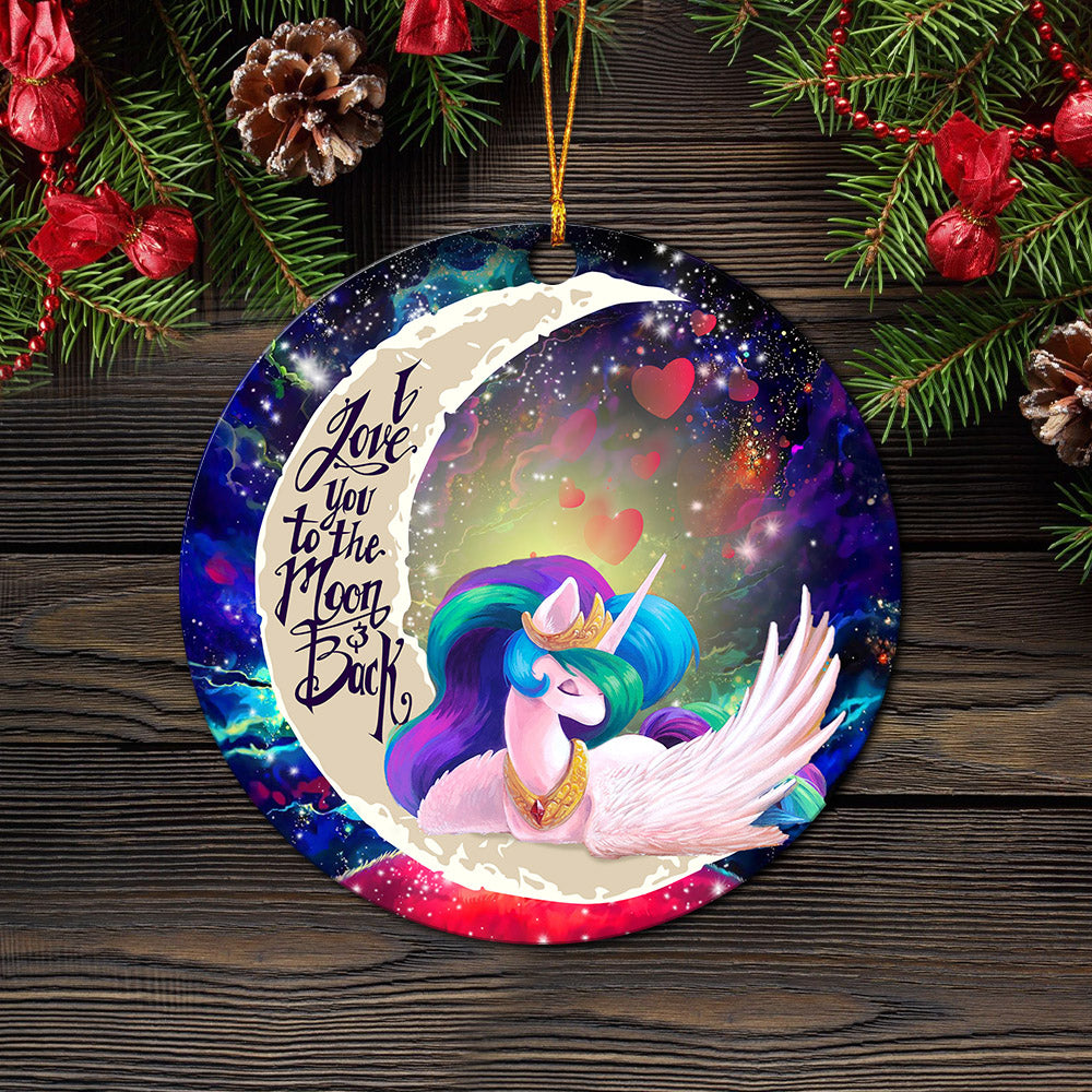 Beauty Unicorn Love You To The Moon Galaxy Mica Circle Ornament Perfect Gift For Holiday Nearkii