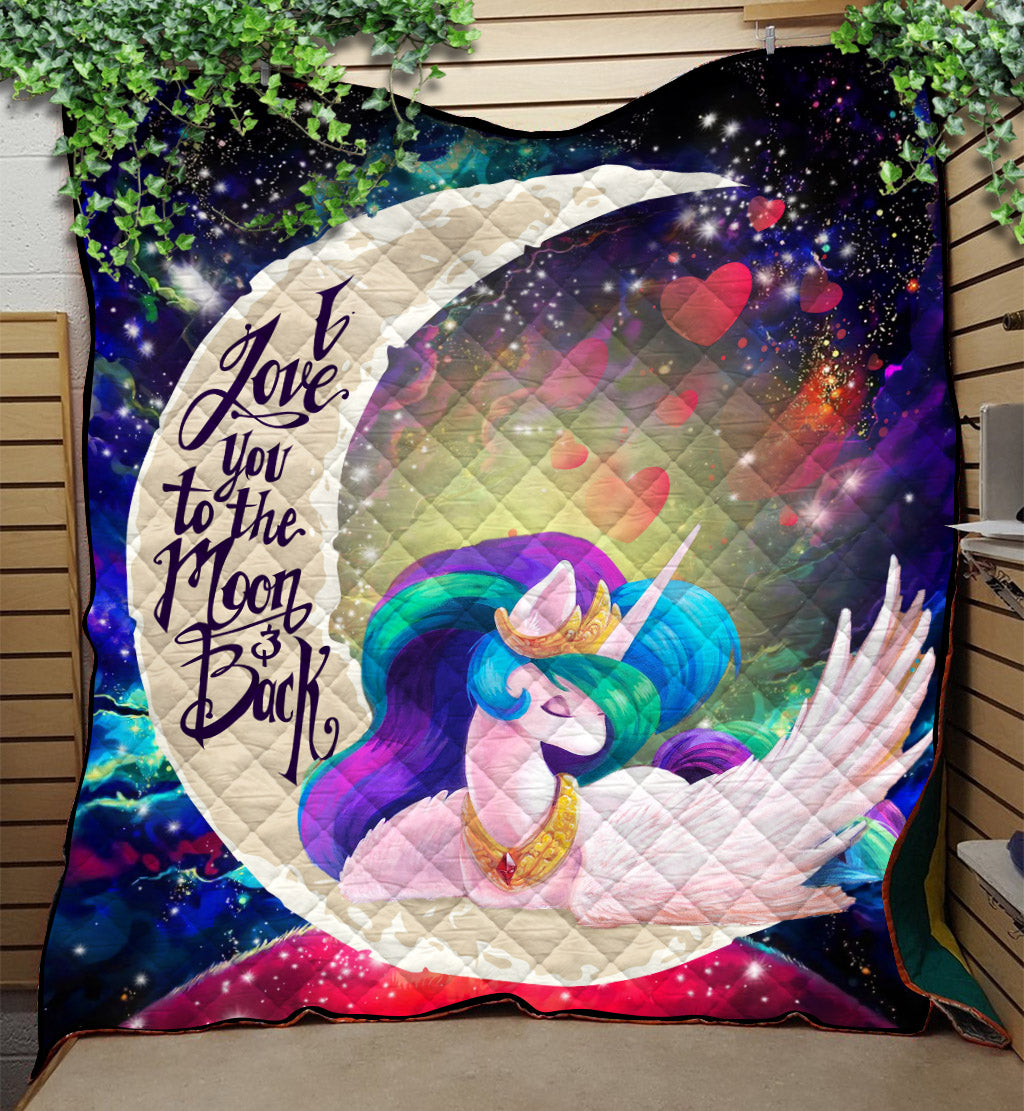 Beauty Unicorn Love You To The Moon Galaxy Quilt Blanket Nearkii