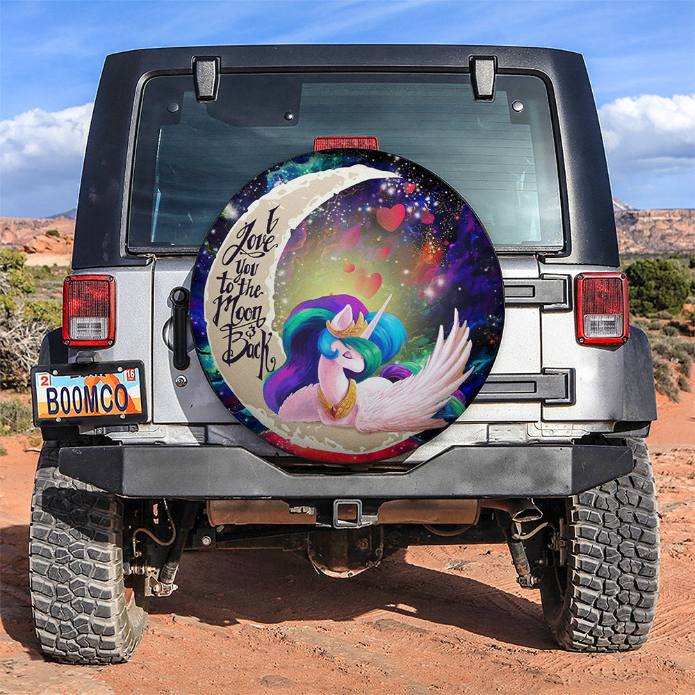 Beauty Unicorn Love You To The Moon Galaxy Car Spare Tire Covers Gift For Campers Nearkii