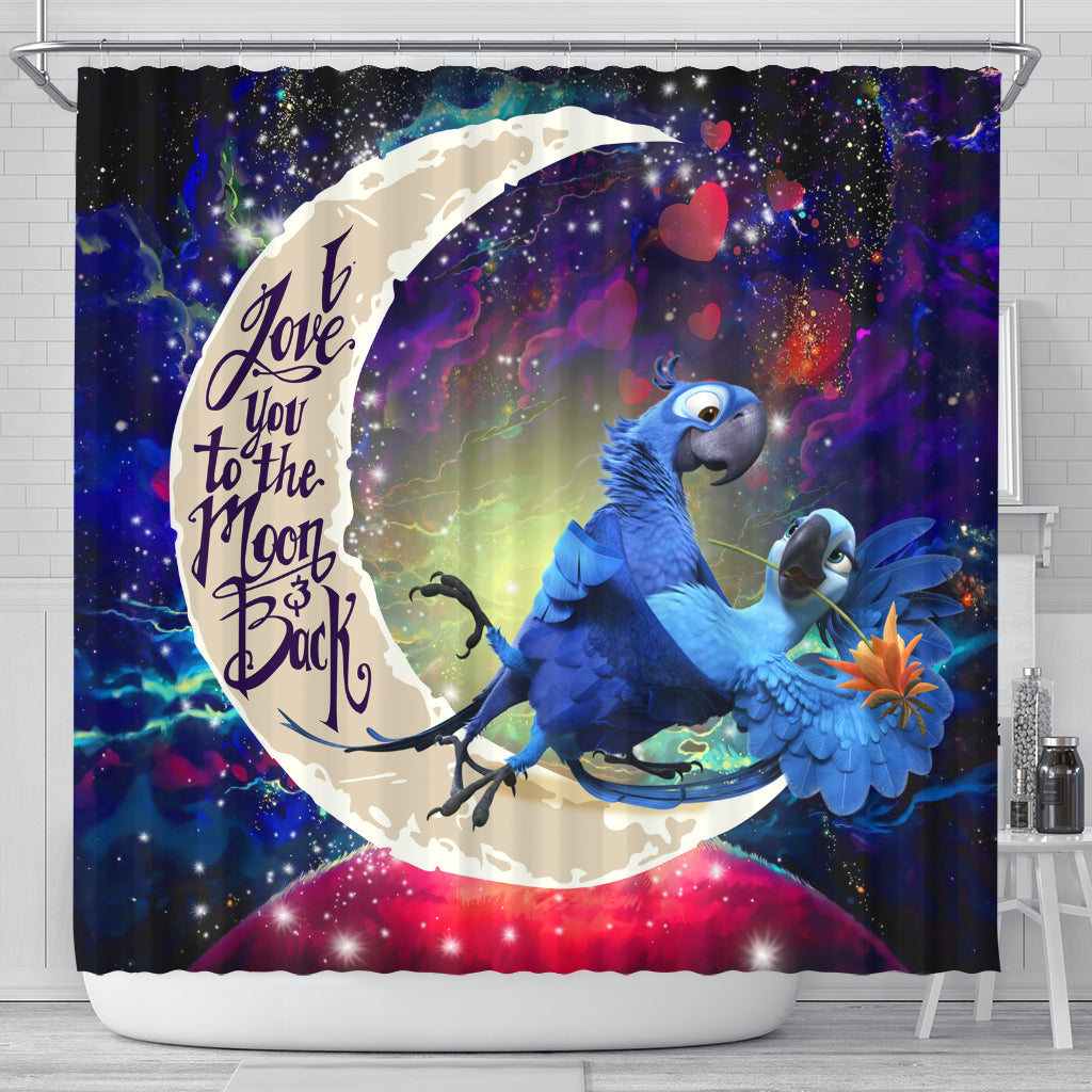 Rio Blu And Jewel Love You To The Moon Galaxy Shower Curtain Nearkii