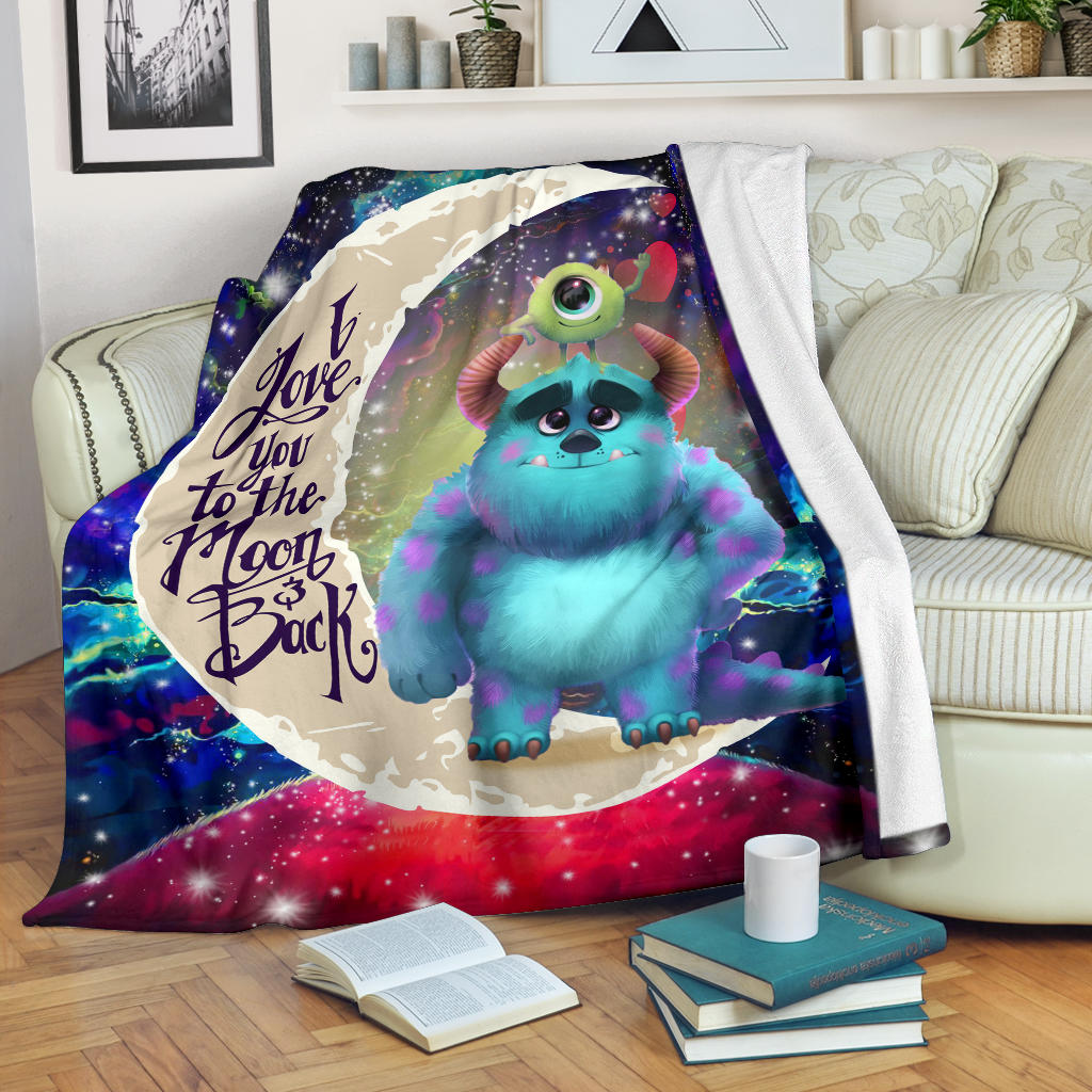 Monster Inc Sully And Mike Love You To The Moon Galaxy Blanket Nearkii