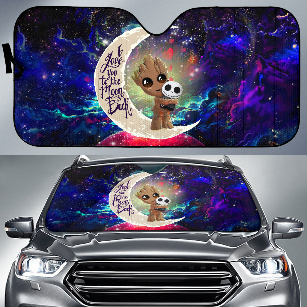 Groot Hold Jack Skelington Love You To The Moon Galaxy Car Auto Sunshades Nearkii