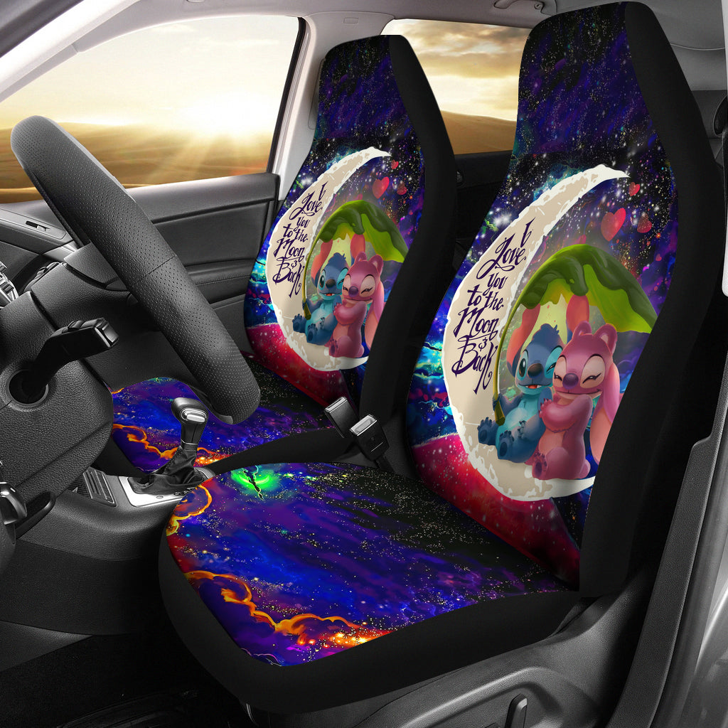 Stitch Angel Love You To The Moon Galaxy Premium Custom Car Seat Covers Decor Protectors Nearkii