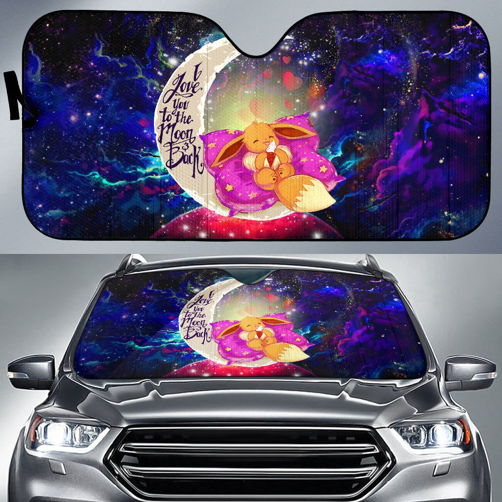 Cute Eevee Pokemon Sleep Night Love You To The Moon Galaxy Car Auto Sunshades Nearkii