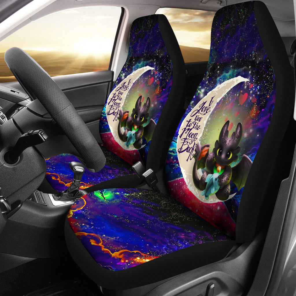 Toothless With Fish Love You To The Moon Galaxy Premium Custom Car Seat Covers Decor Protectors Nearkii
