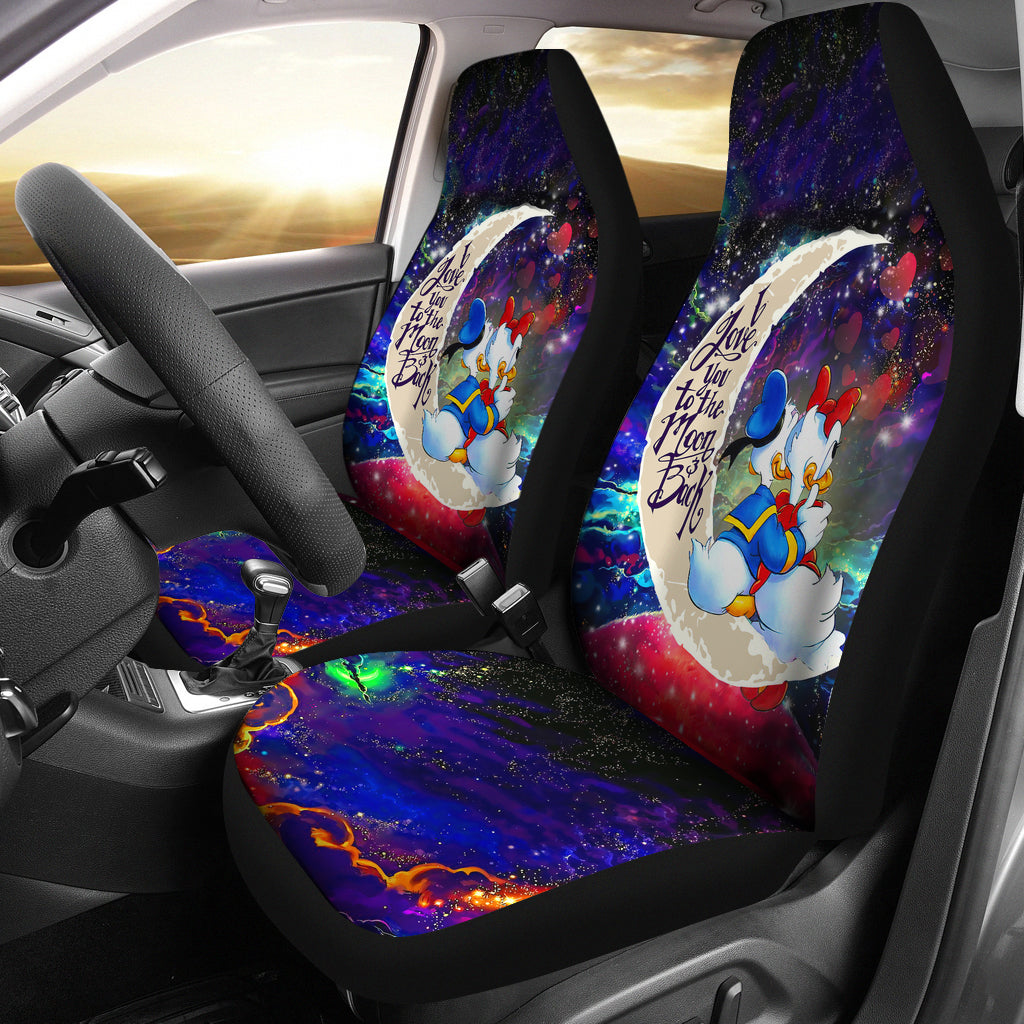 Couple Cute Duck Couple Love You To The Moon Galaxy Premium Custom Car Seat Covers Decor Protectors Nearkii
