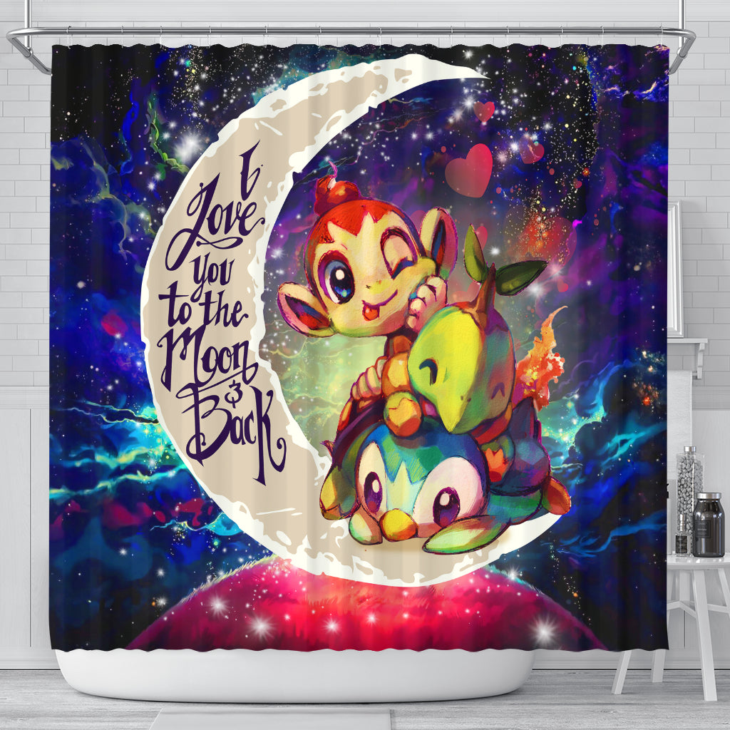 Piplup Turtwig And Chimchar Gen 4 Love You To The Moon Galaxy Shower Curtain Nearkii