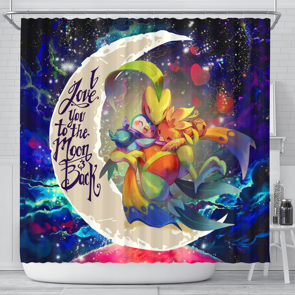 Torchic Grovyle Piplup Pokemon Love You To The Moon Galaxy Shower Curtain Nearkii