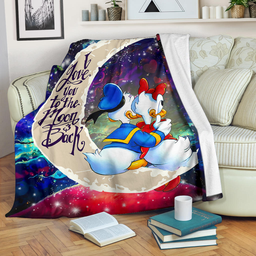 Couple Cute Duck Couple Love You To The Moon Galaxy Blanket