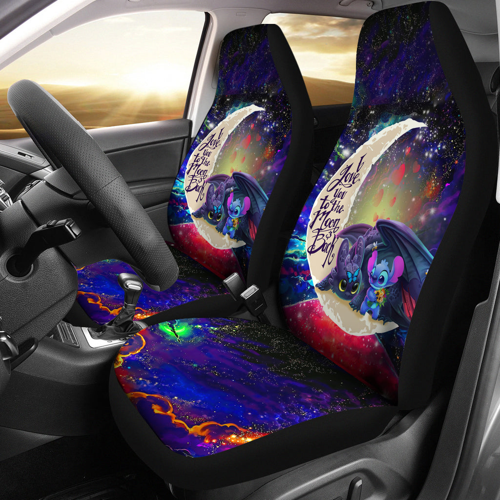 Stitch And Toothless Love You To The Moon Galaxy Premium Custom Car Seat Covers Decor Protectors Nearkii