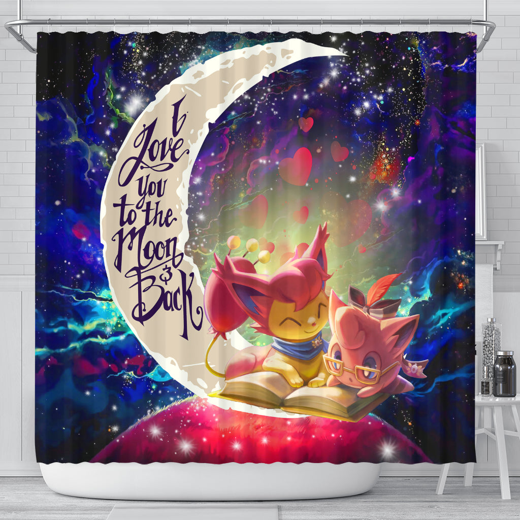 Skitty And Jigglypuff Pokemon Love You To The Moon Galaxy Shower Curtain Nearkii