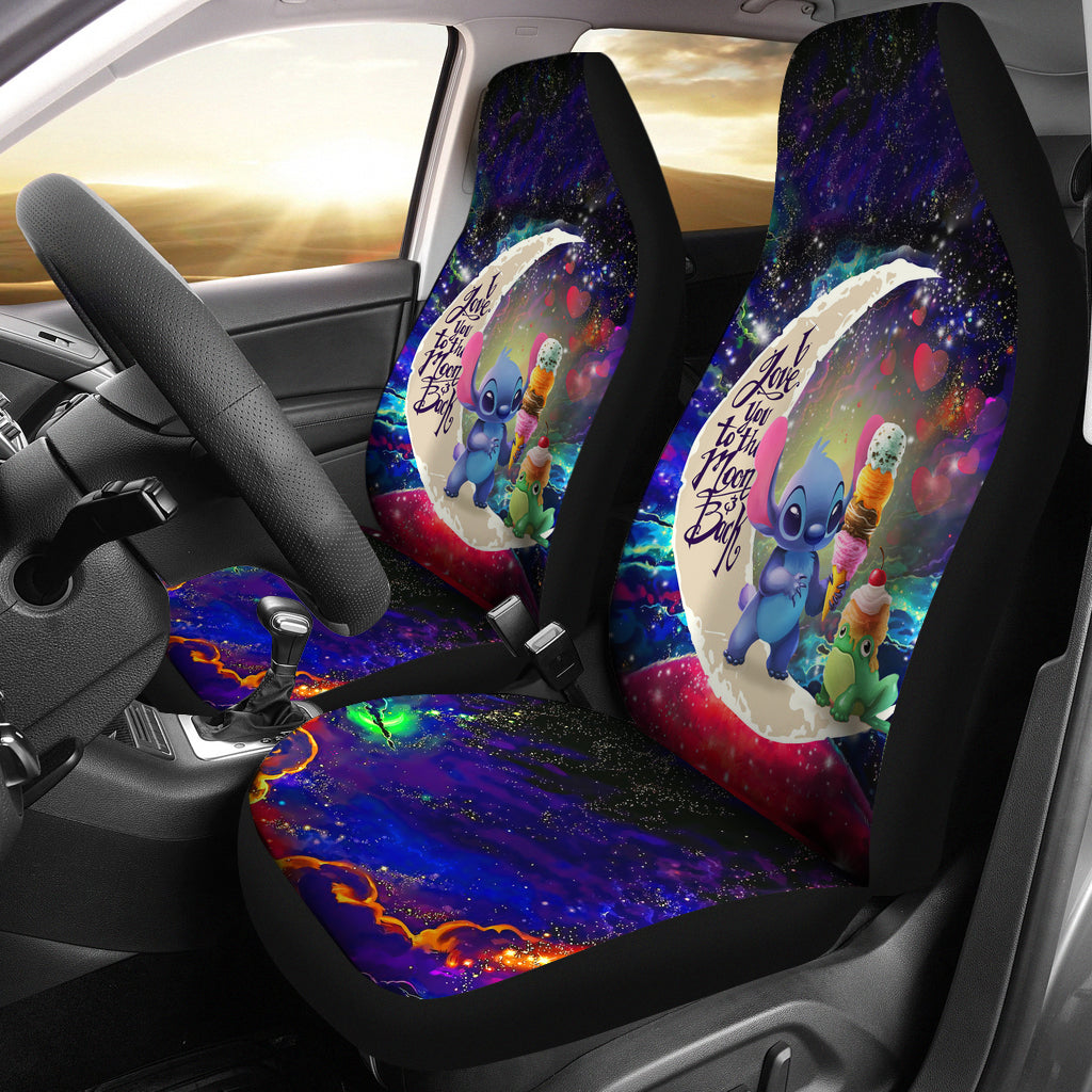 Cute Stitch Frog Icecream Love You To The Moon Galaxy Premium Custom Car Seat Covers Decor Protectors Nearkii