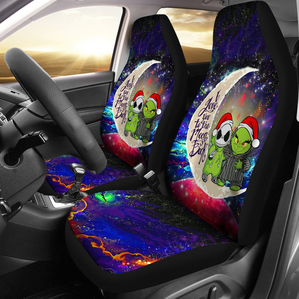 Grinch And Jack Nightmare Before Christmas Love You To The Moon Galaxy Premium Custom Car Seat Covers Decor Protectors Nearkii