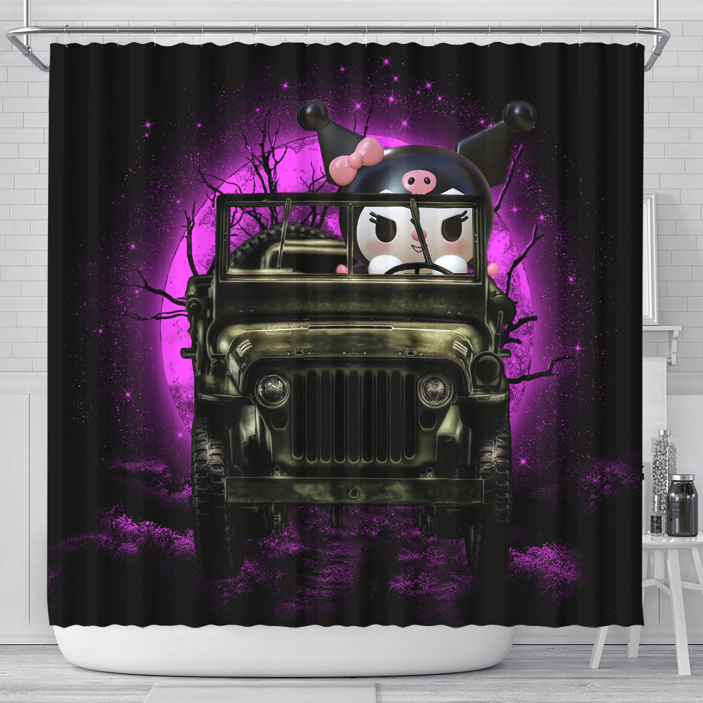 Kuromi Anime Funny Halloween Moonlight Shower Curtain Nearkii