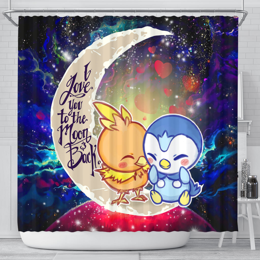 Pokemon Torchic Piplup Love You To The Moon Galaxy Shower Curtain Nearkii