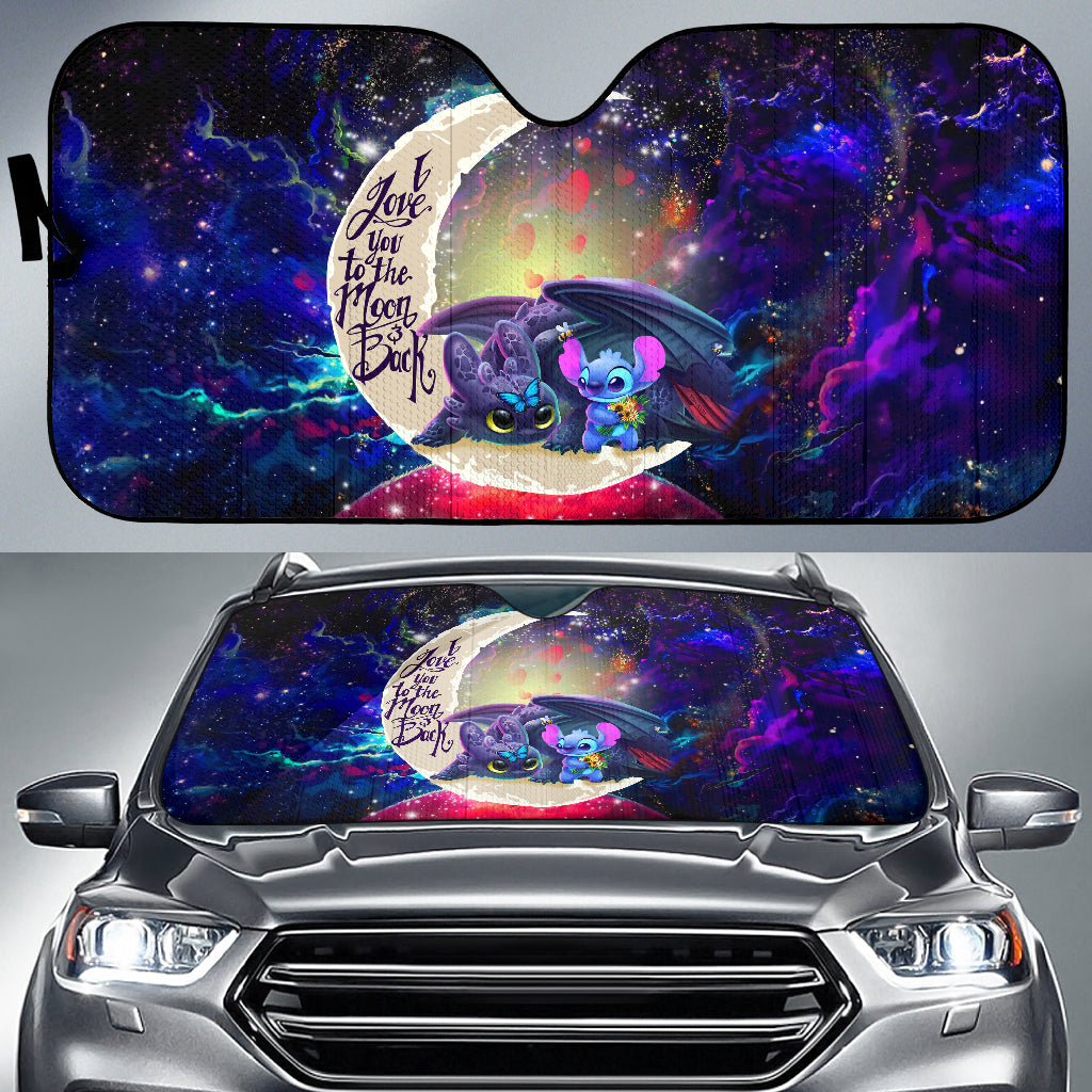 Stitch And Toothless Love You To The Moon Galaxy Car Auto Sunshades Nearkii