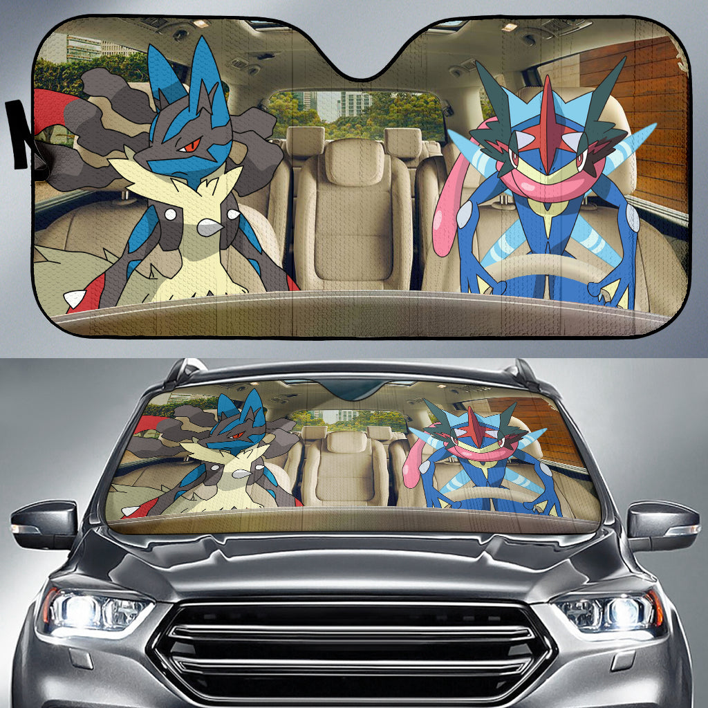 Pokemon Mega Lucario Greninja Satoshi Funny Car Auto Sunshades Nearkii