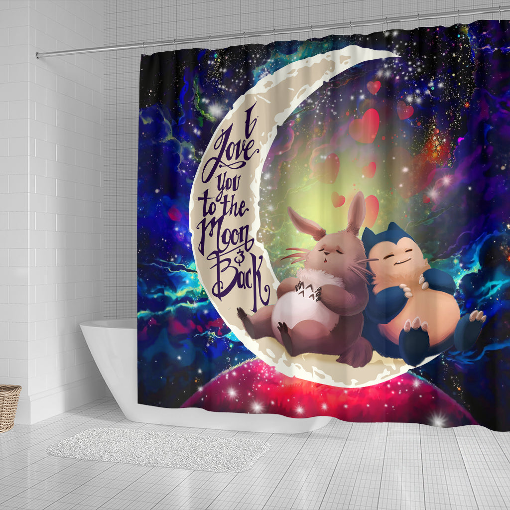 Totoro Ghibli Snorlax Pokemon Love You To The Moon Galaxy Shower Curtain Nearkii