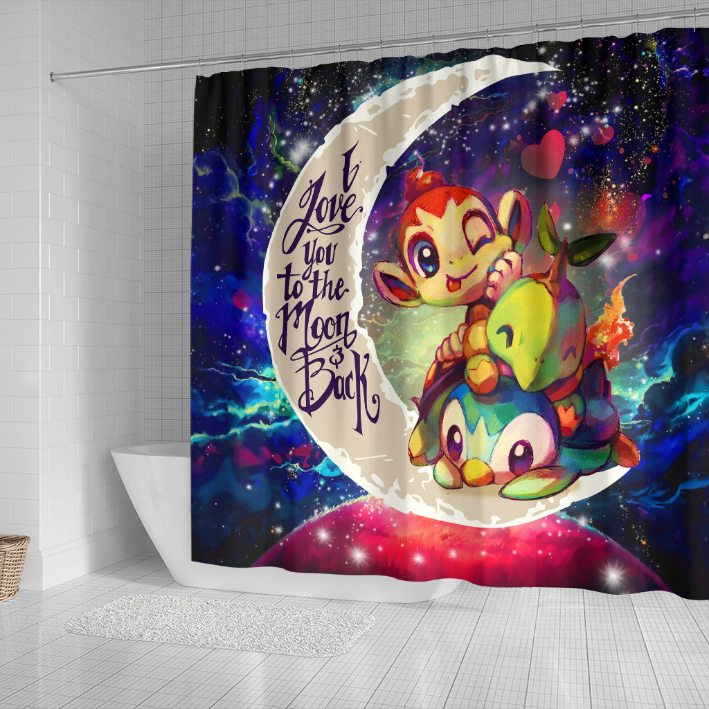 Piplup Turtwig And Chimchar Gen 4 Love You To The Moon Galaxy Shower Curtain Nearkii