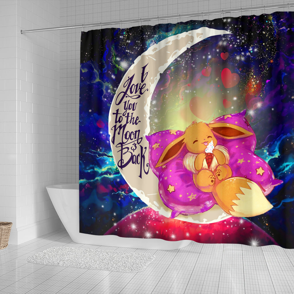 Cute Eevee Pokemon Sleep Night Love You To The Moon Galaxy Shower Curtain Nearkii