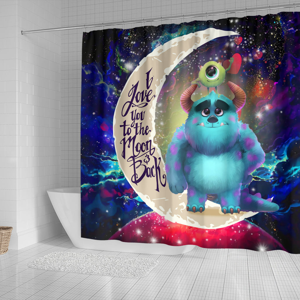 Monster Inc Sully And Mike Love You To The Moon Galaxy Shower Curtain Nearkii