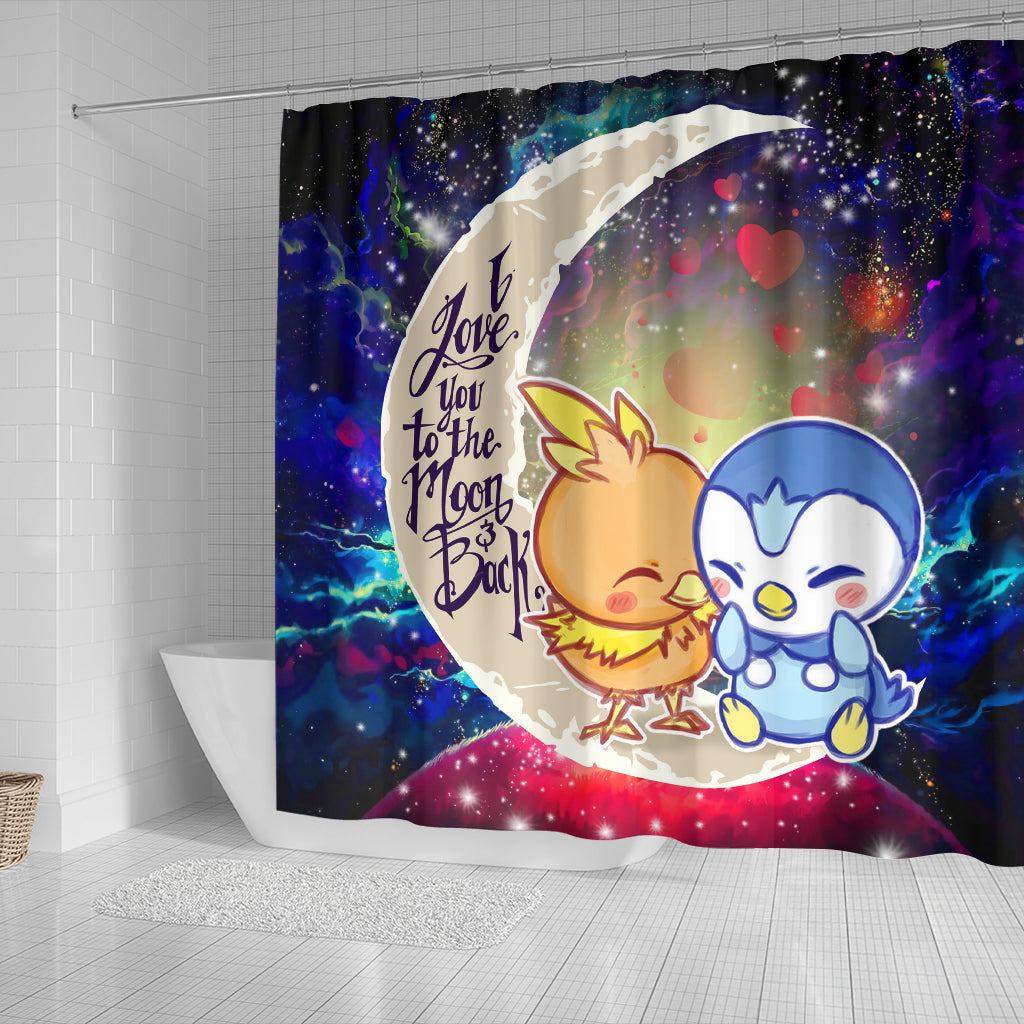 Pokemon Torchic Piplup Love You To The Moon Galaxy Shower Curtain Nearkii
