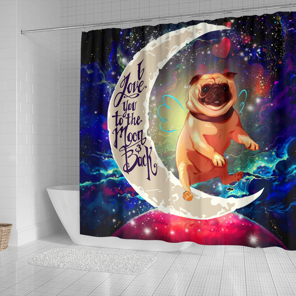 Cute Bull Dog Love You To The Moon Galaxy Shower Curtain Nearkii