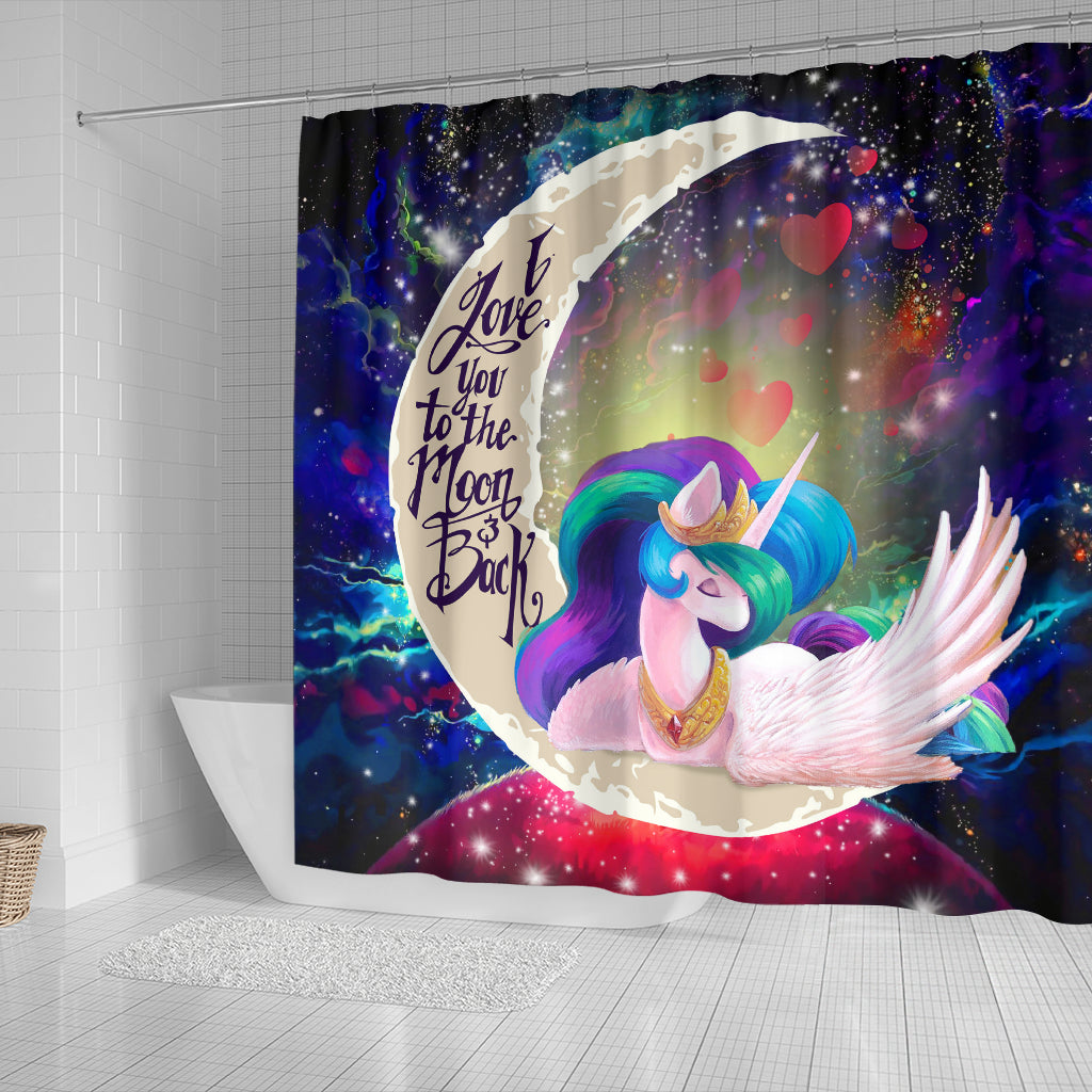 Beauty Unicorn Love You To The Moon Galaxy Shower Curtain Nearkii