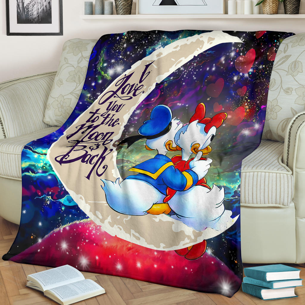 Couple Cute Duck Couple Love You To The Moon Galaxy Blanket