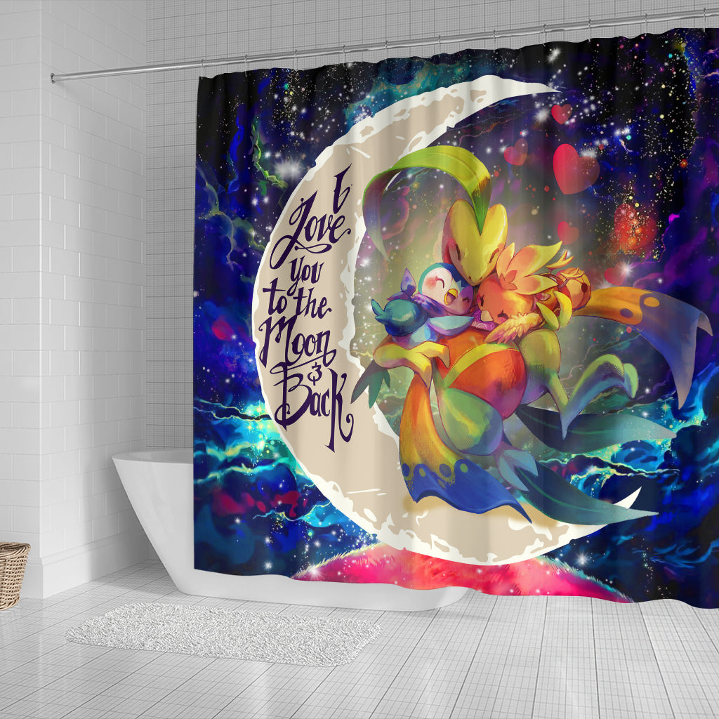 Torchic Grovyle Piplup Pokemon Love You To The Moon Galaxy Shower Curtain Nearkii