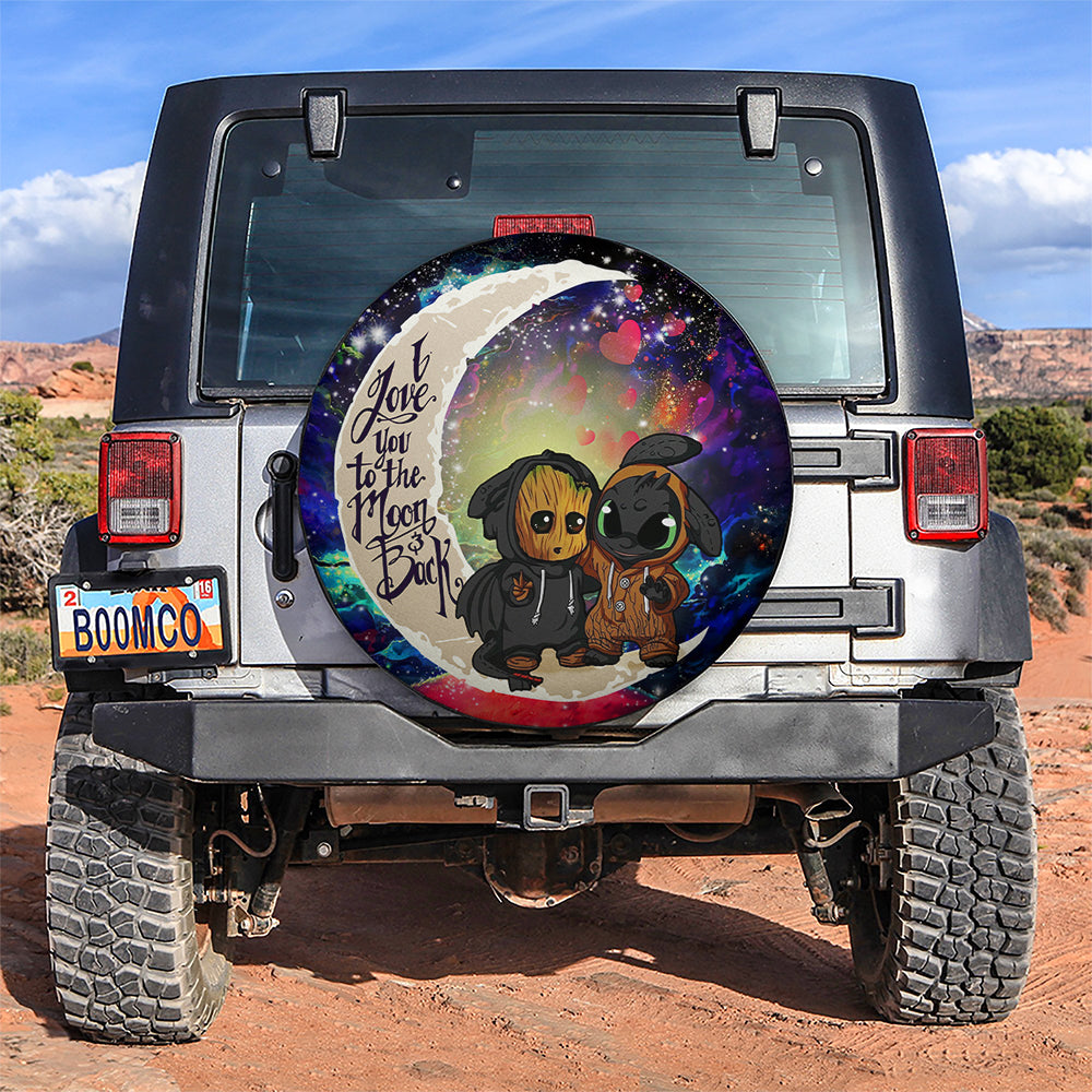 Groot And Toothless Love You To The Moon Galaxy Car Spare Tire Covers Gift For Campers Nearkii