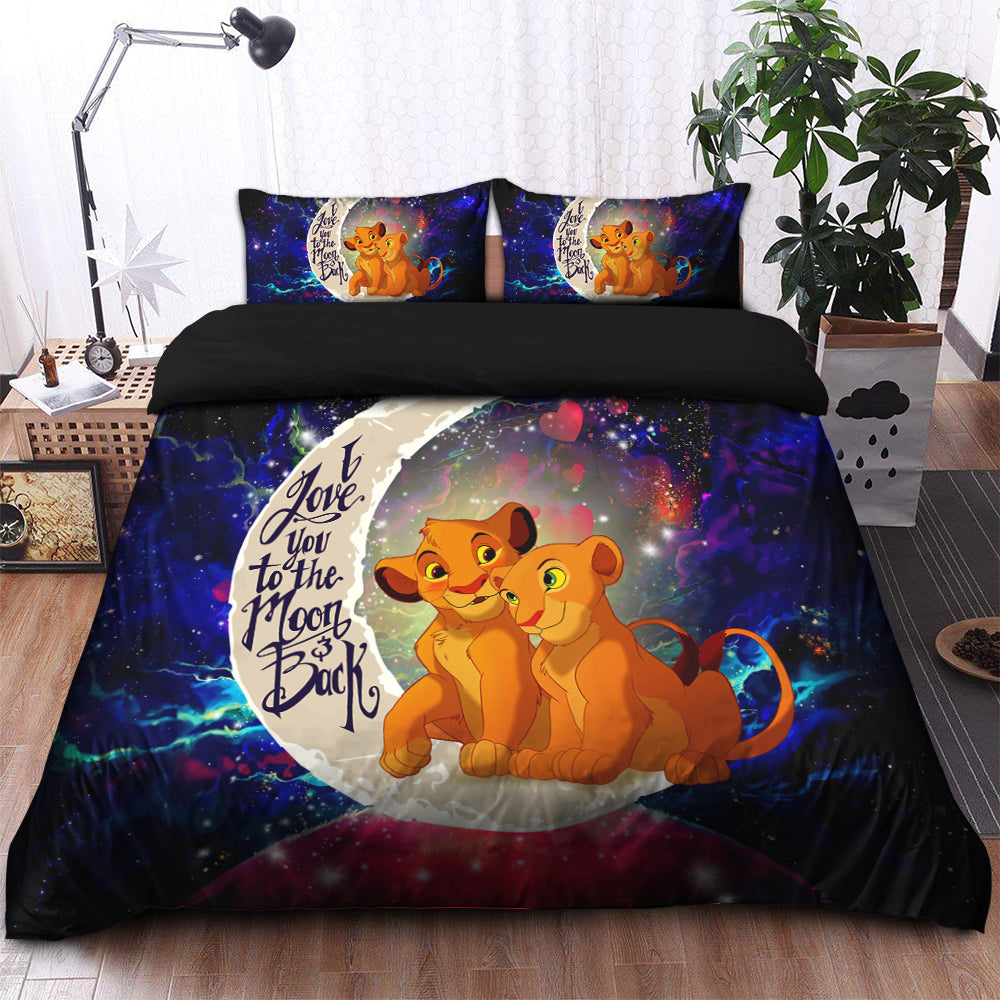 Lion King Simba Nala Love You To The Moon Galaxy Bedding Set Duvet Cover And 2 Pillowcases Nearkii