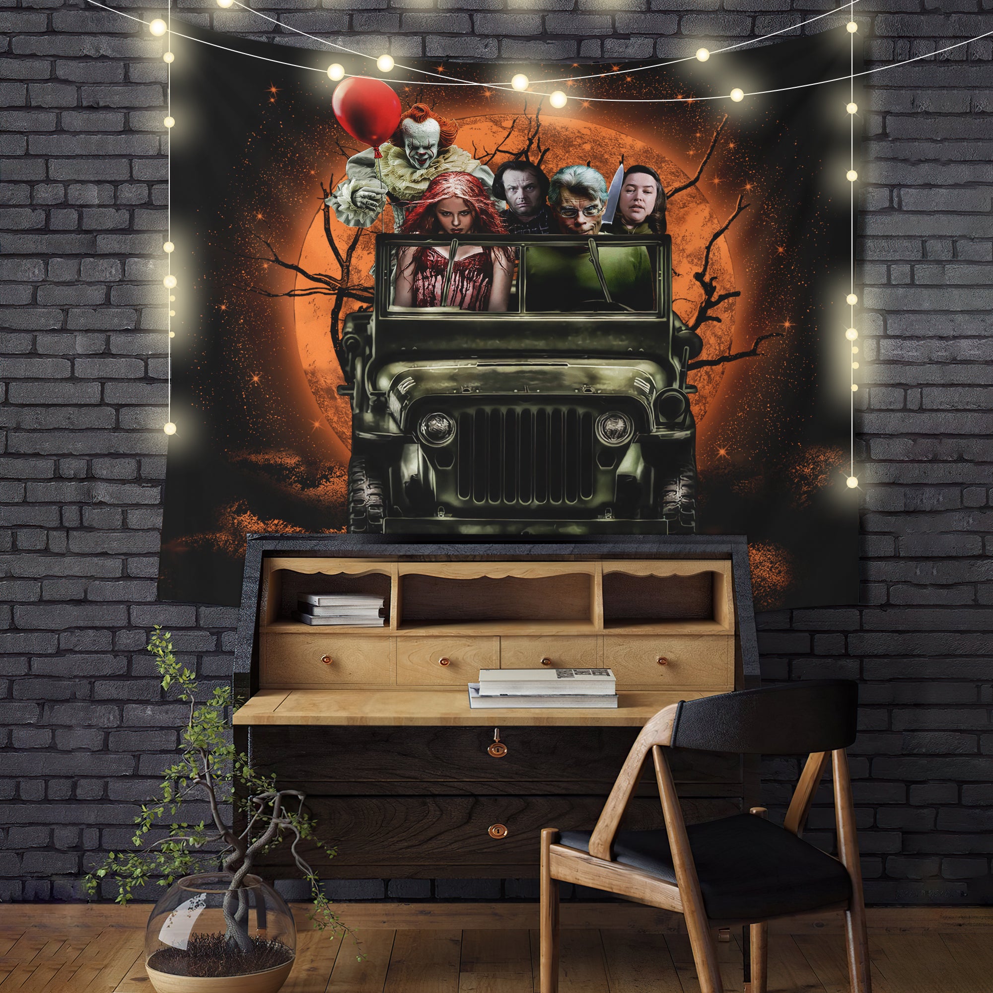 Pennywise And Friends Halloween Moonlight Tapestry Room Decor Nearkii