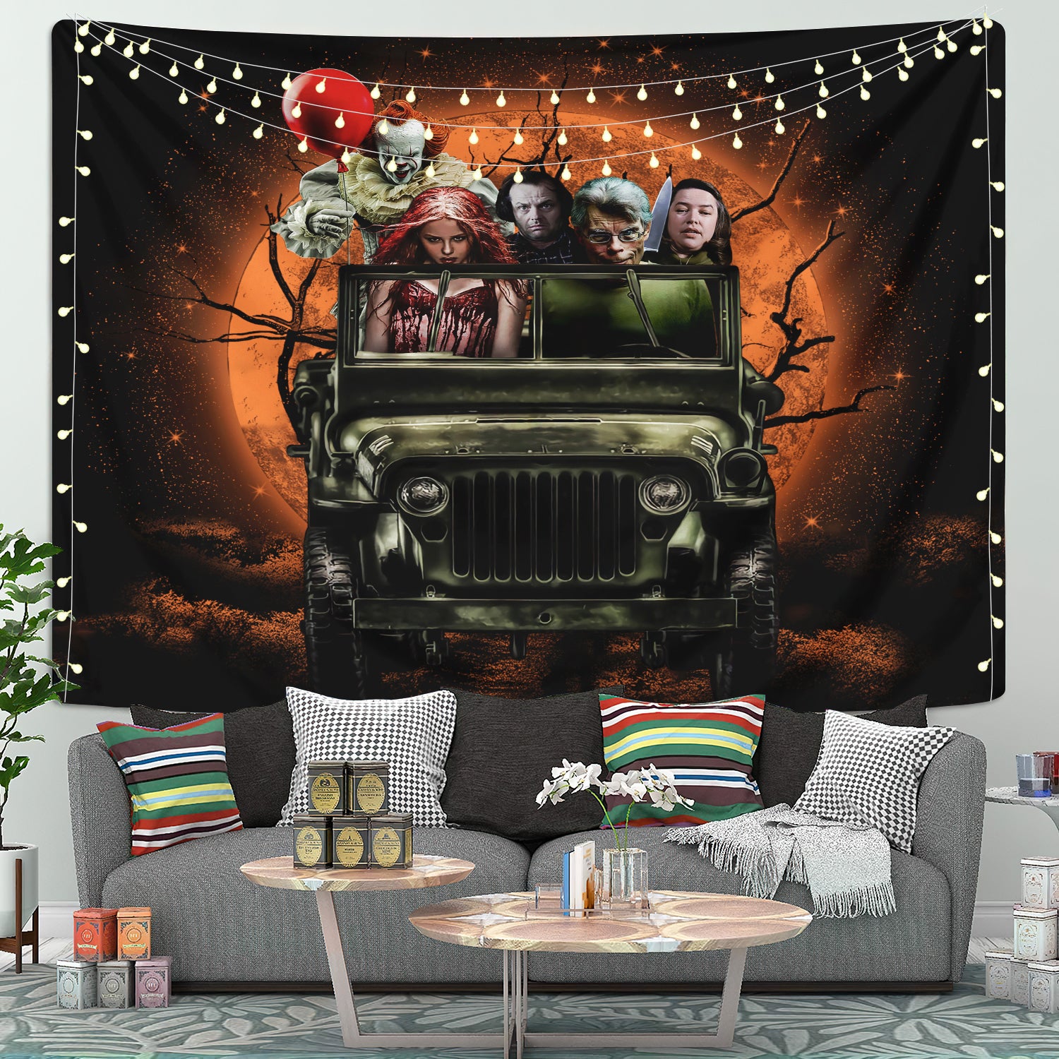 Pennywise And Friends Halloween Moonlight Tapestry Room Decor Nearkii